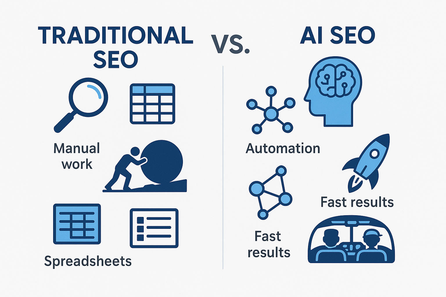 AISEO-VS-SEO Alt Text: A conceptual image of artificial intelligence and search engine optimization working together, representing the future of digital marketing.